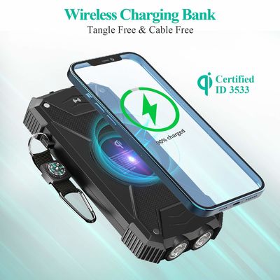 شاحن محمول Qi لاسلكي 10000 مللي أمبير يعمل بالطاقة الشمسية للهاتف والكمبيوتر المحمول