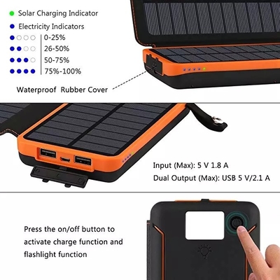 8000mAh 5V مقاوم للماء شاحن للطاقة الشمسية المحمولة شاحن للطاقة الشمسية شاحن الهاتف التخييم
