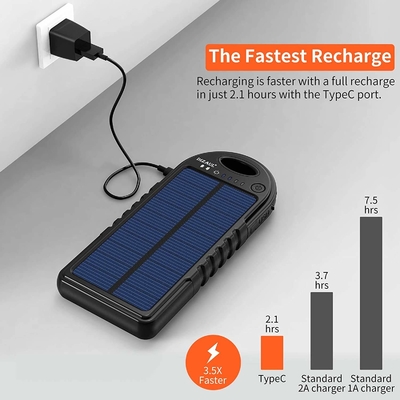 18W 10000mAh باور بانك بالطاقة الشمسية USB C شاحن OEM