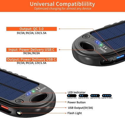 18W 10000mAh باور بانك بالطاقة الشمسية USB C شاحن OEM