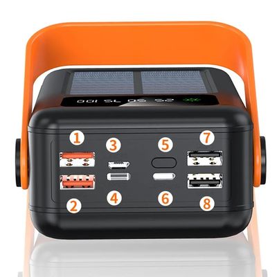 30000mAh 100000mAh 120000Mah شاحن للطاقة الشمسية كابل قابل للفصل بنك الطاقة الشمسية مع الحبل